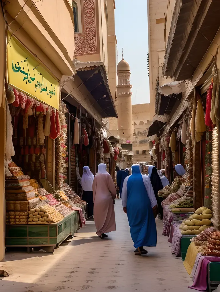 Bazaar Life with Ghazal Poetry on Mosque Walls