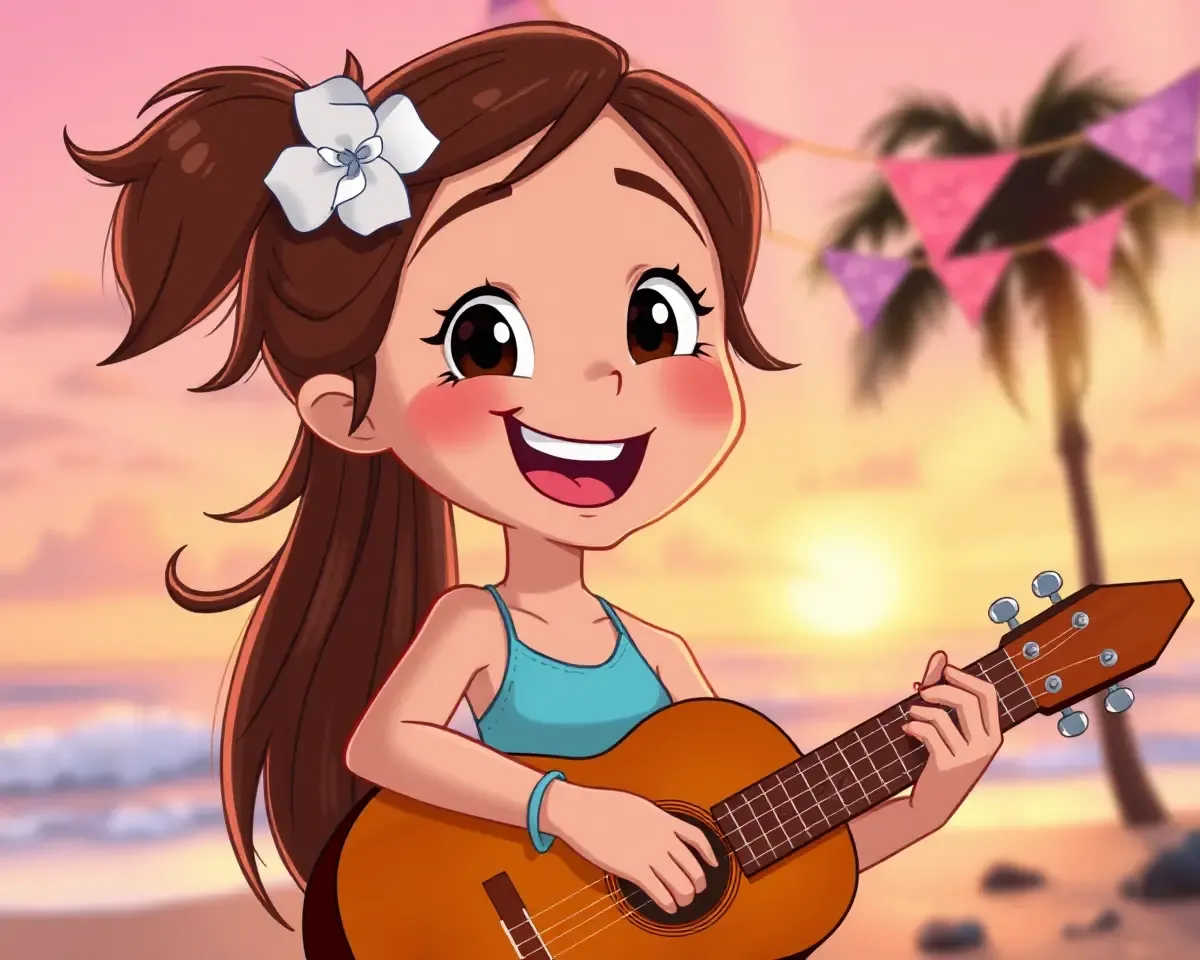Beach Sunset Cartoon Girl Images for Whatsapp Dp