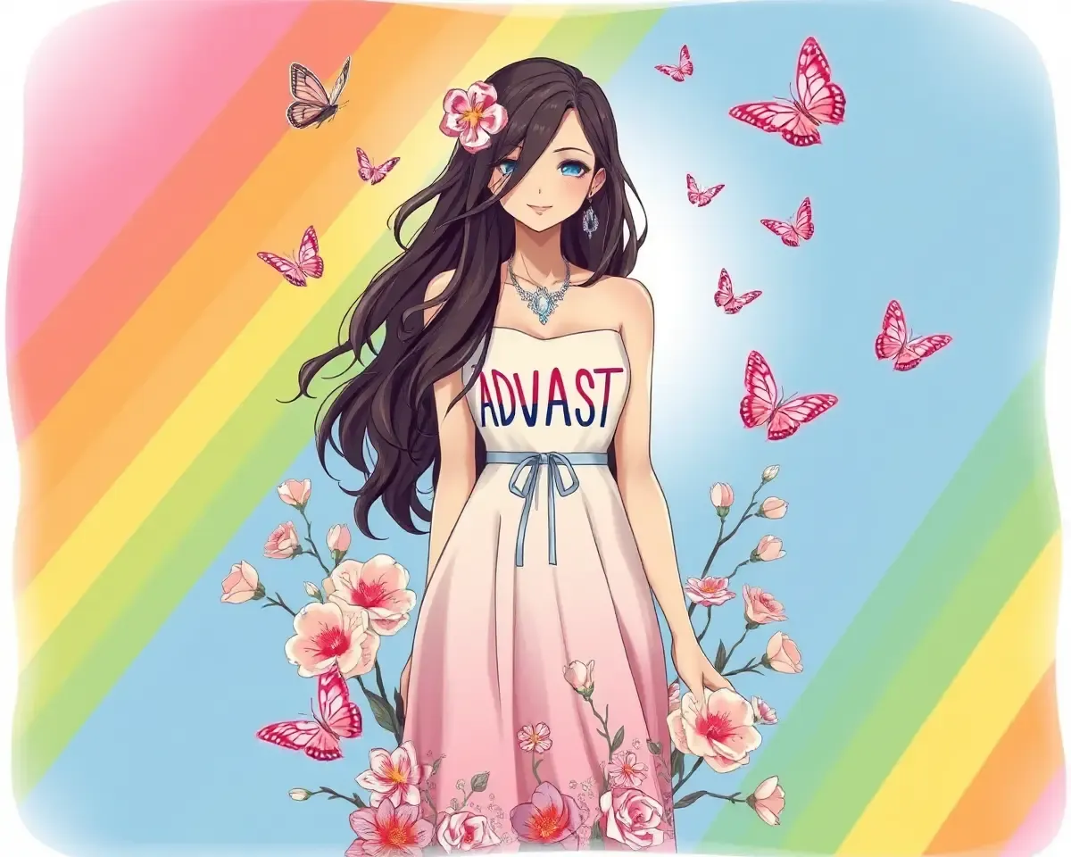 Beautiful Advocate Dress Illustration with Rainbow Effect