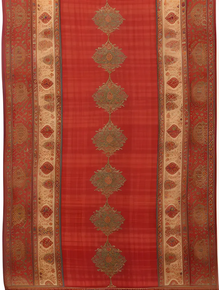 Beautiful Bukhara-Style Embroidered Silk Fabric with Intricate Patterns
