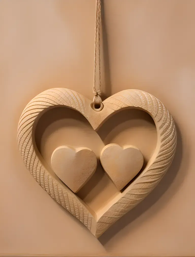 Beautiful Entwined Hearts Stone Carving with Delicate Patterns