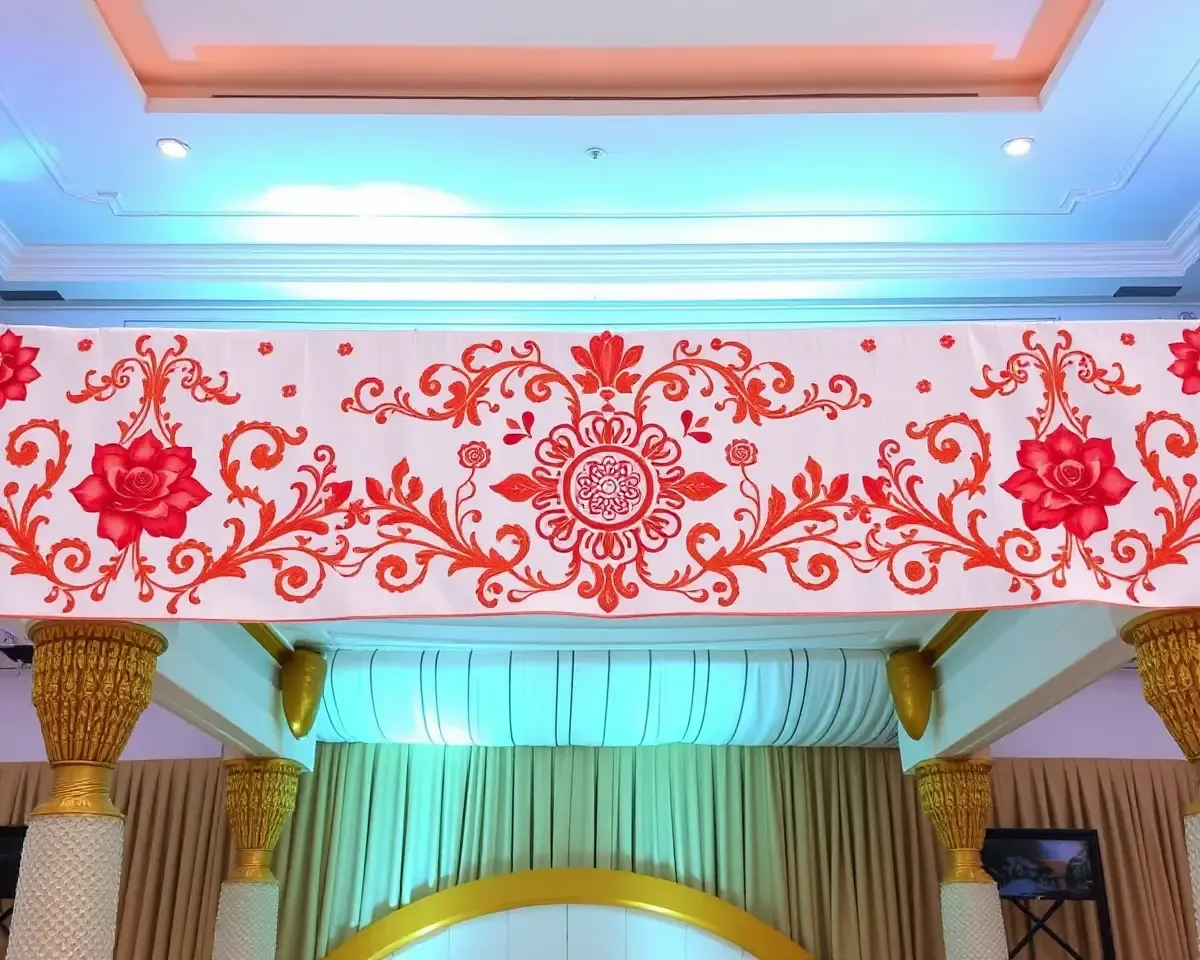 Beautiful Mandap Decoration Banner with Floral and Golden Accents