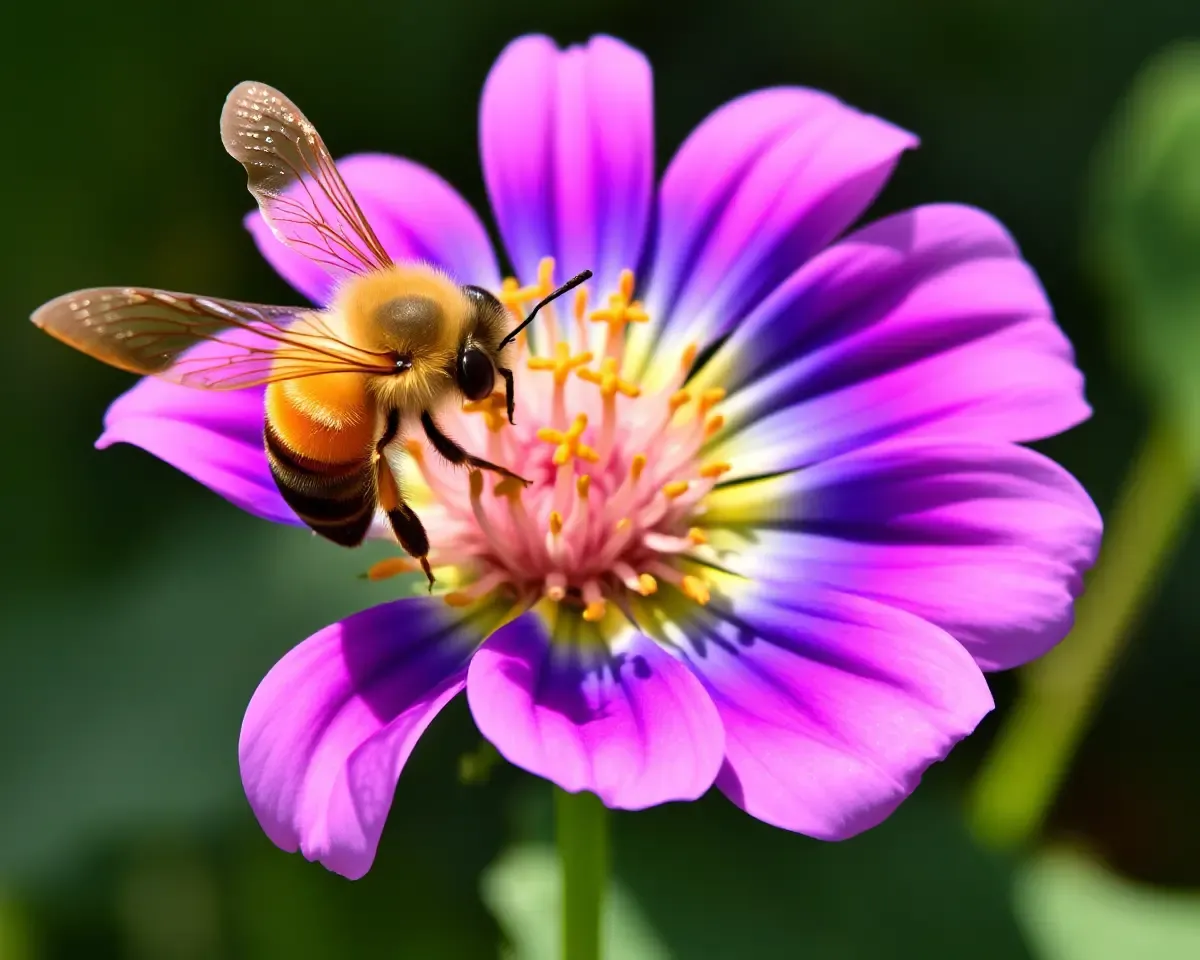 Bee Sips Nectar from Colorful Butterfly Flower Delight
