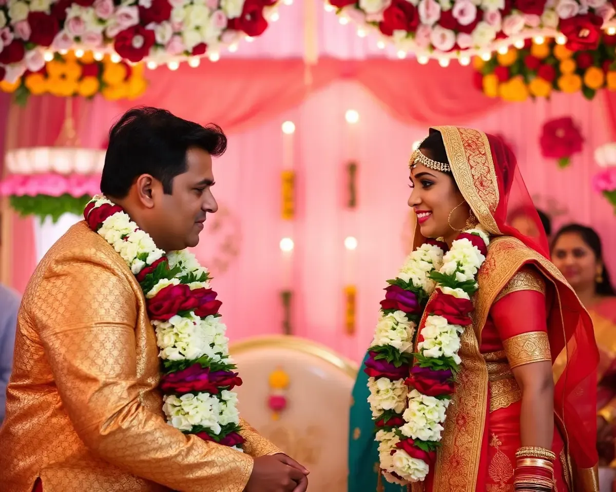 Bengali Wedding with Swirl of Flowers and Decorations