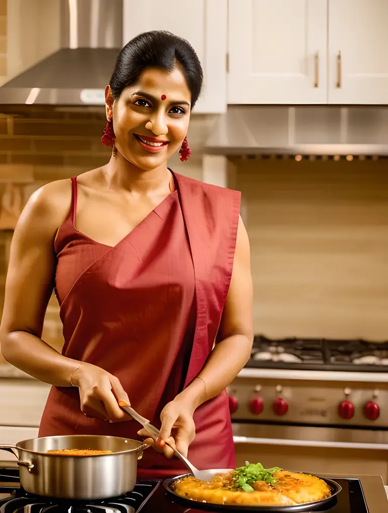 Bhabhi Cooking Delightful Meal with Big Smile