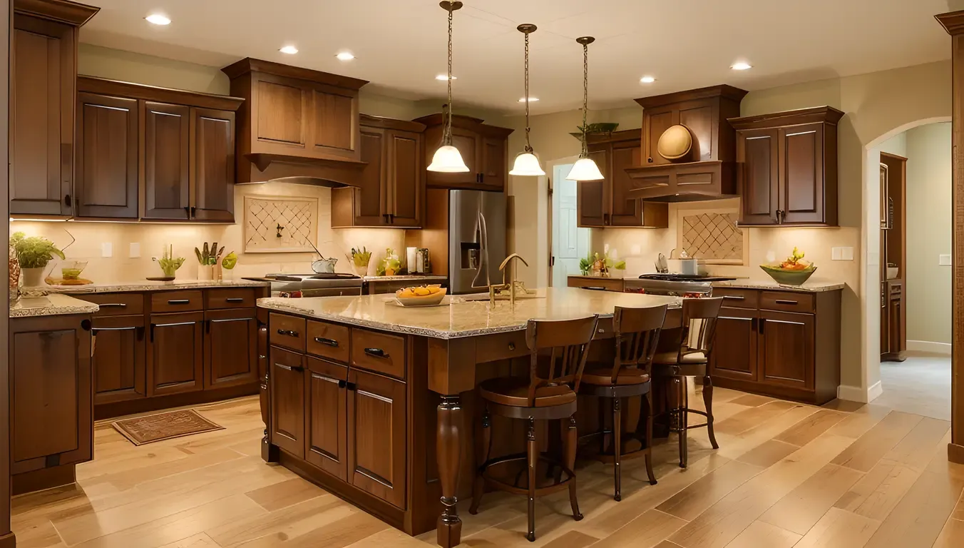 Bhabhi Inspired Kitchen Design with Rustic Wooden Island
