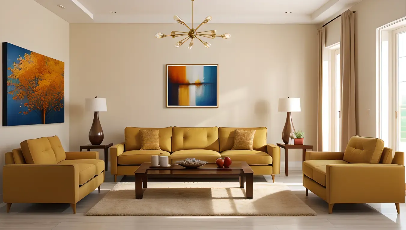 Bhabhi Inspired Living Room Design with Minimalist Sofa