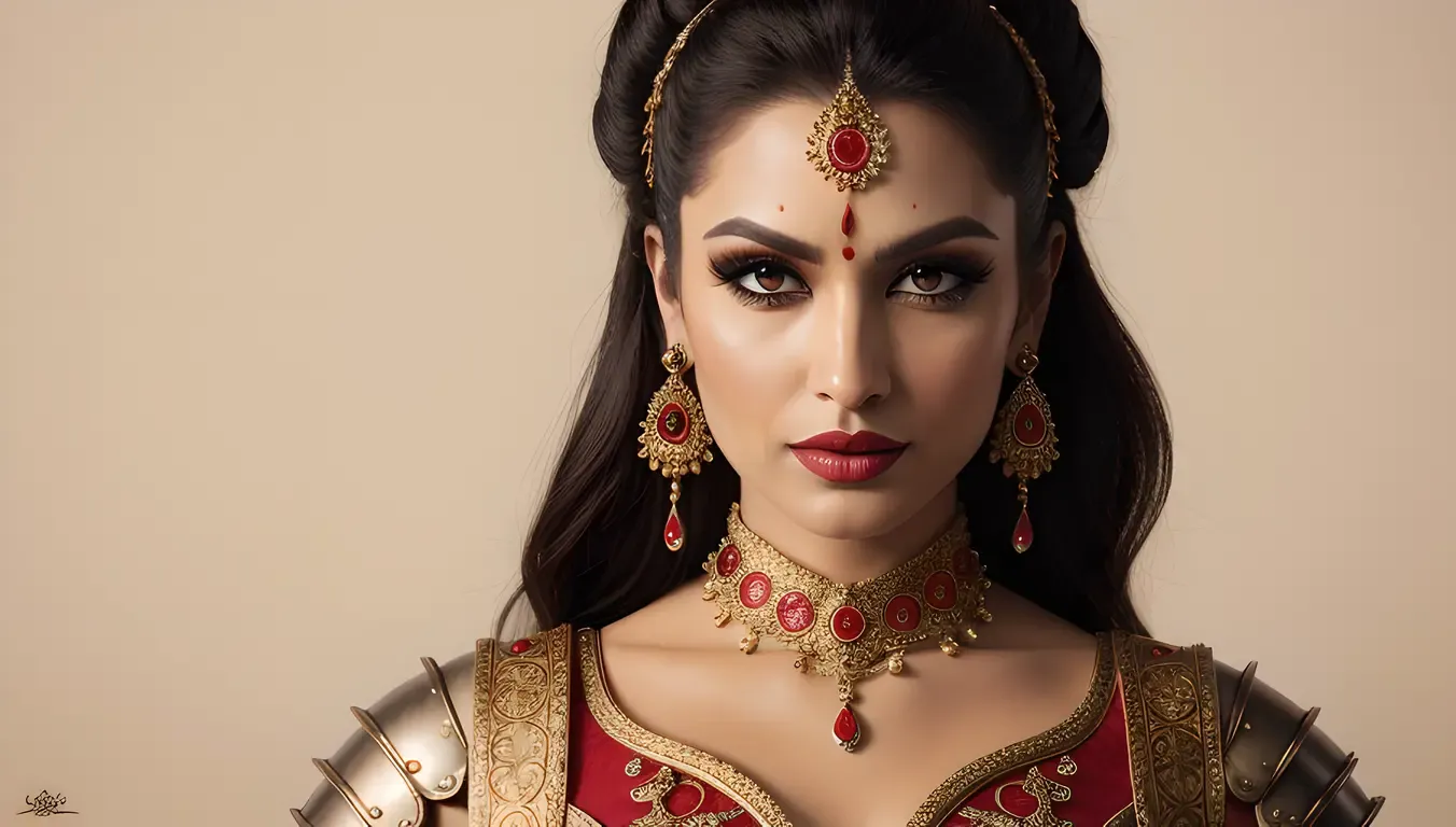 Bhadrakali's Fierce Armor: Blazing Eyes and Gemstones
