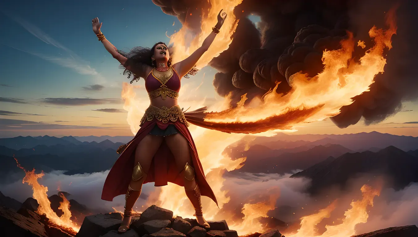 Bhadrakali Unleashes Destruction: Mountain of Skulls and Flames