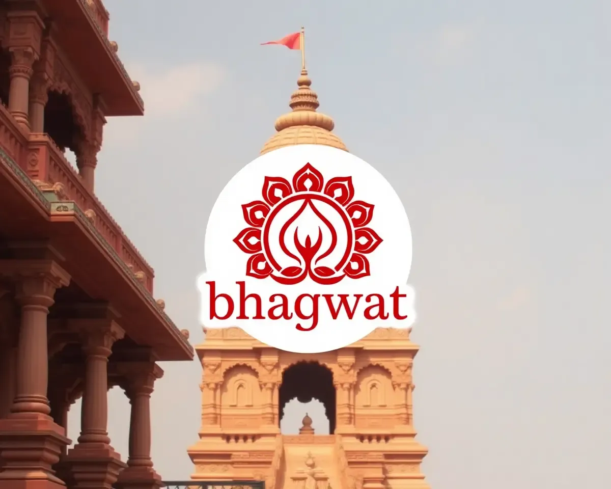Bhagwat Event Banner with Majestic Hindu Temple Background