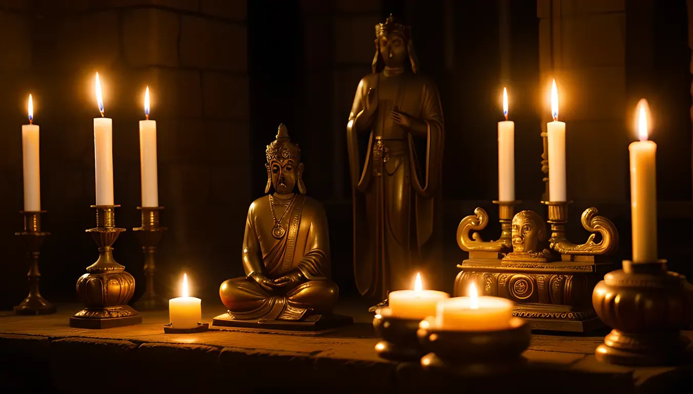 Bhoot Image: Creepy Temple with Ghostly Priest in Background