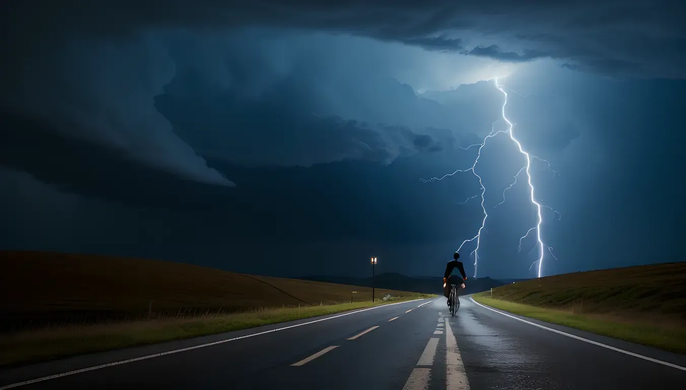 Bhoot Image: Dark Night with Ghostly Cyclist on Bike