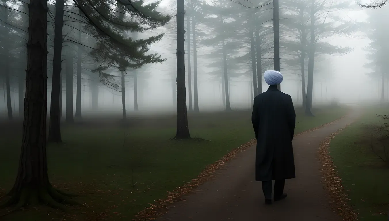 Bhoot Photo: Dark Forest with Ghostly Man in White Turban
