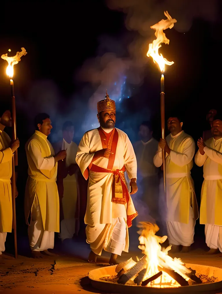 Bindusara Performing Ritual with Priests and Brahmins