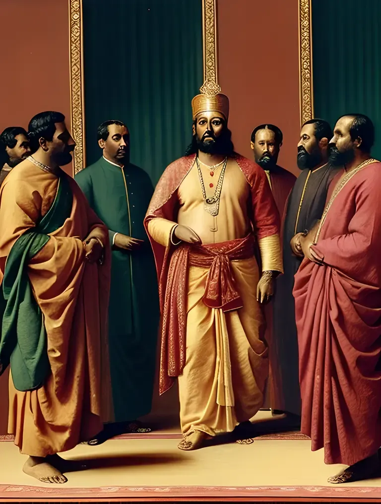 Bindusara in Royal Court Discussing State and Diplomacy