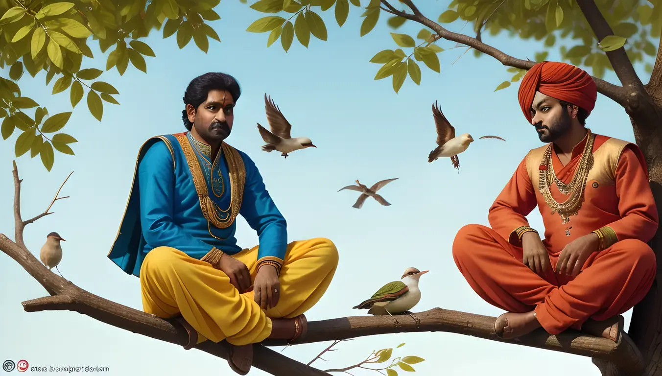 Birbal's Sly Images: Contemplating Next Witty Remark