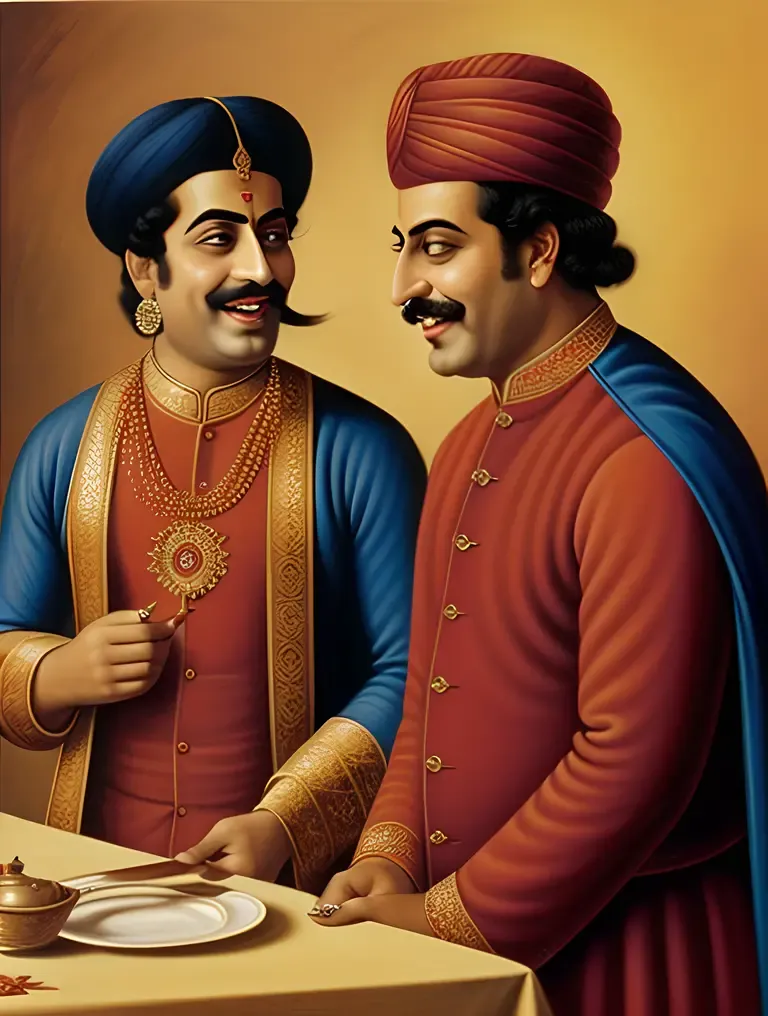 Birbal's Witty Banter Delights Akbar at the Banquet