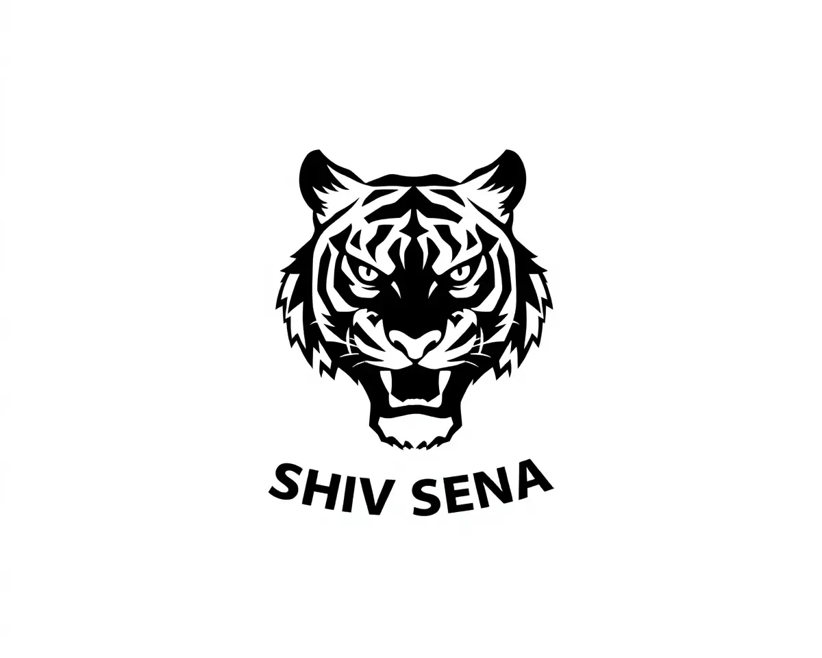 Black and White Vector Shiv Sena Tiger Logo Design