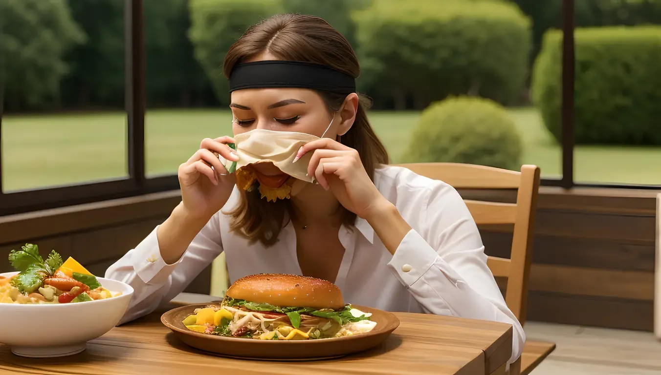 Blindfolded Person Senses Delicious Meal