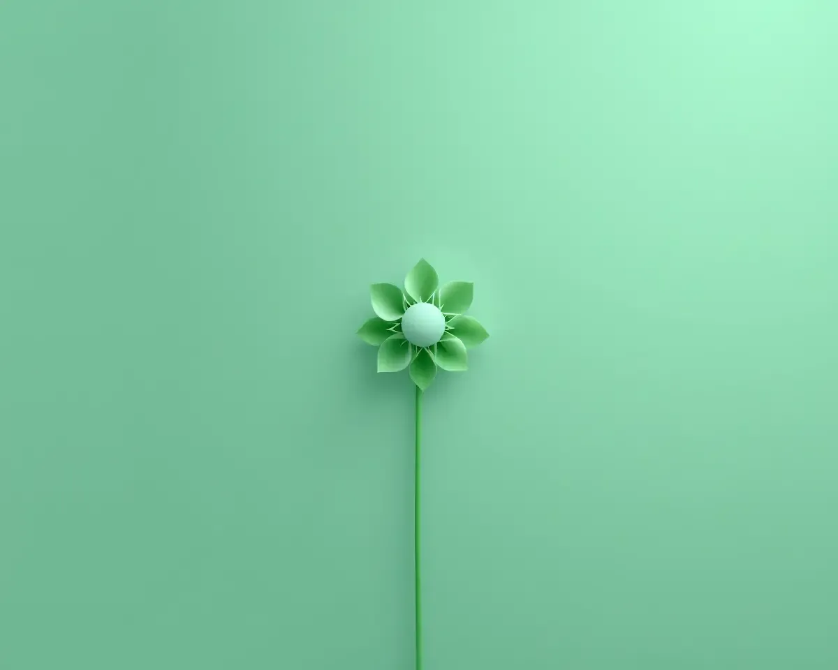 Blooming Flower Minimalist Amoled Wallpaper in Green and White