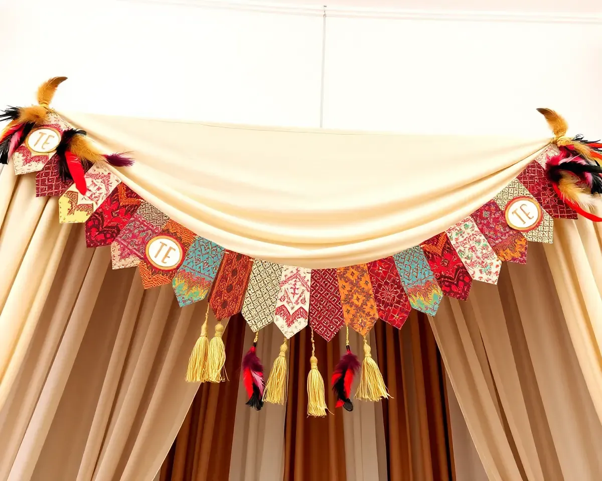 Bohemian Mandap Decoration Banner with Feathers and Tassels