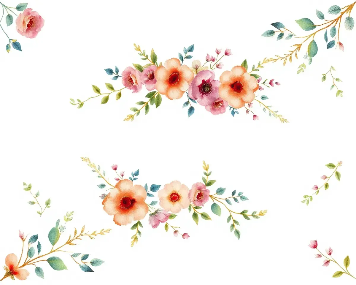 Bohemian Watercolor Design for Wedding Album Background