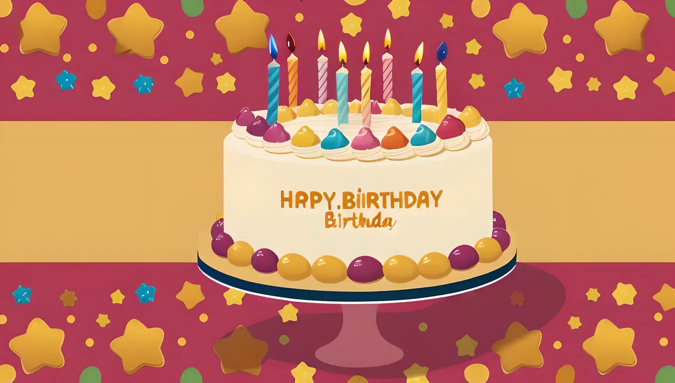 Bold Clashing Colors on Abstract Birthday Cake Background