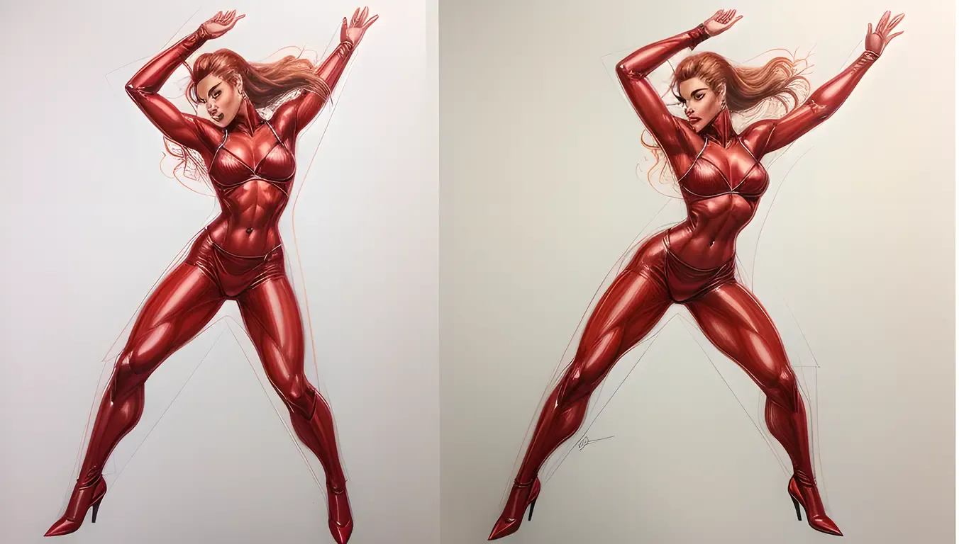 Bold Figure in Dynamic Pose with Sharp Lines