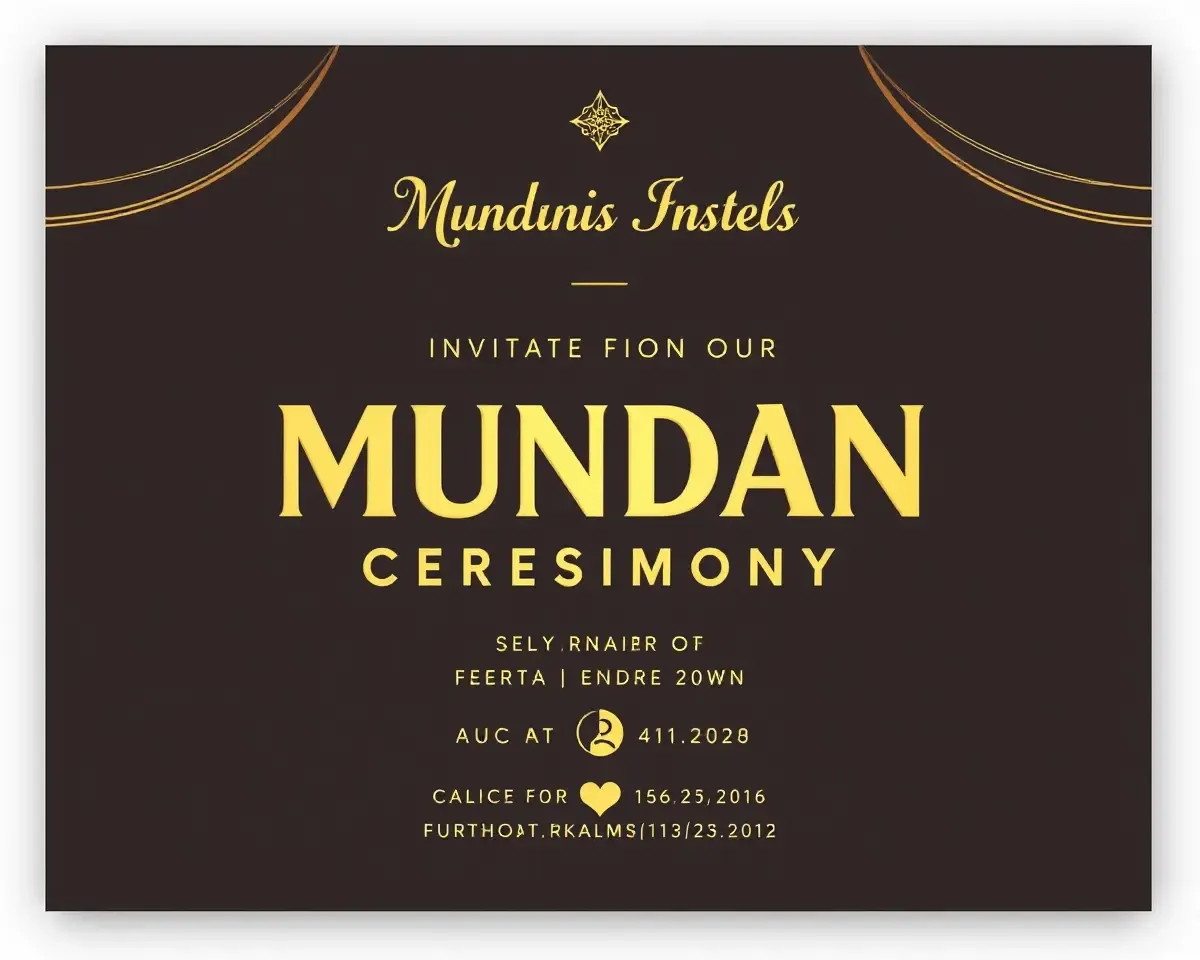Bold Font Mundan Ceremony Printable Invitation Card Design