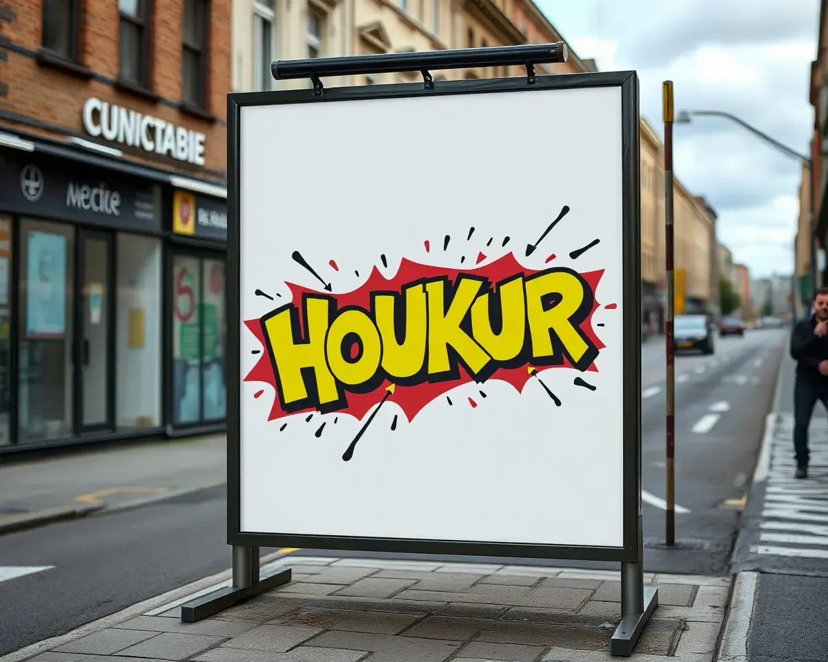 Bold Graffiti Design on Square Hoarding Board in Urban Street