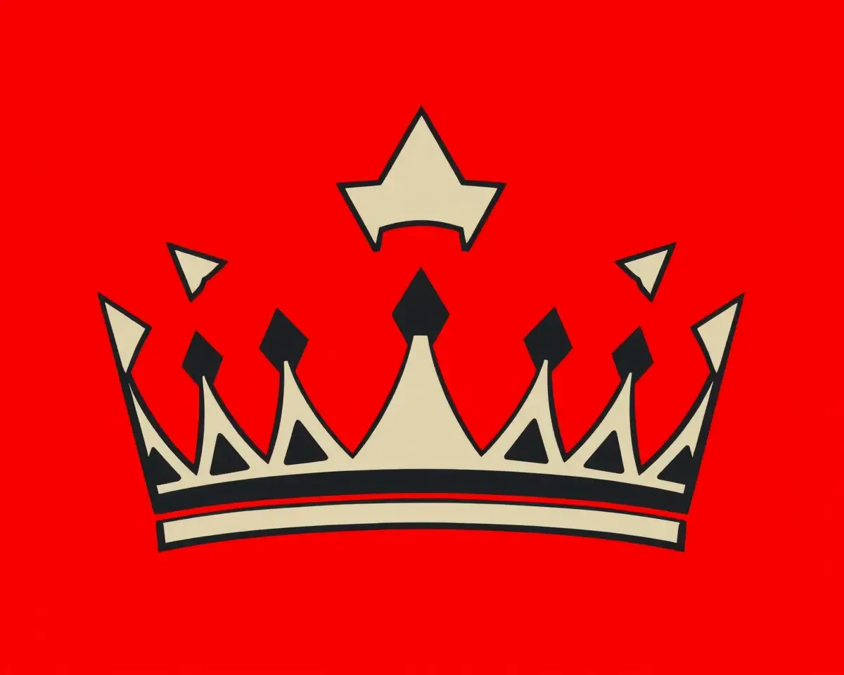 Bold Graphic Crown Design on Bright Red Background