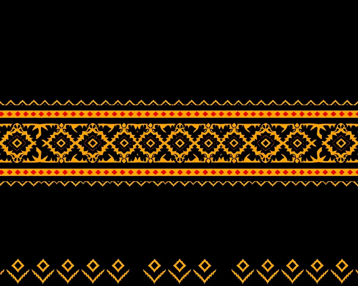 Bold Modern Geometric Sambalpuri Border Design PNG