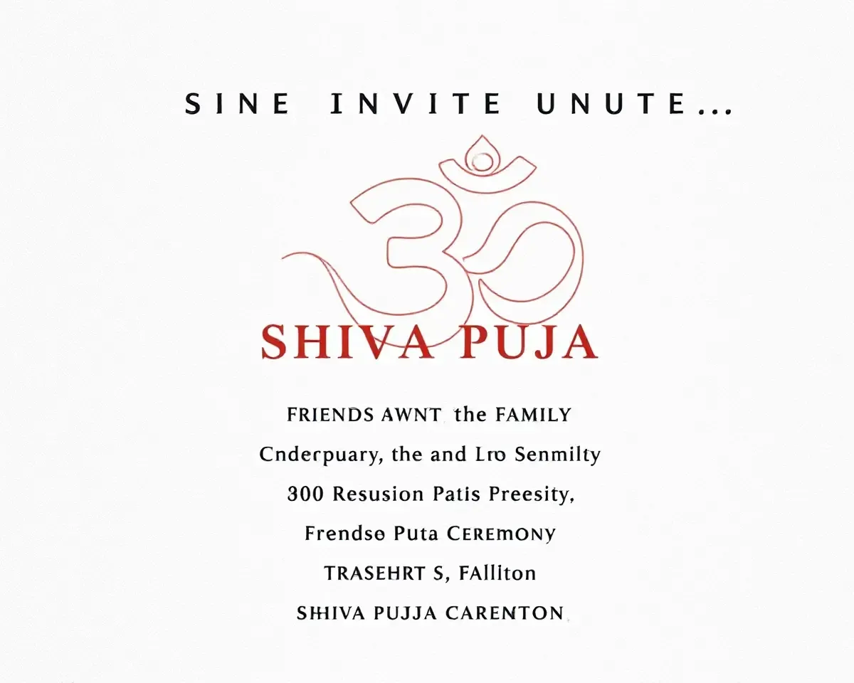 Bold Om Symbol Shiva Puja Ceremony Invitation Card