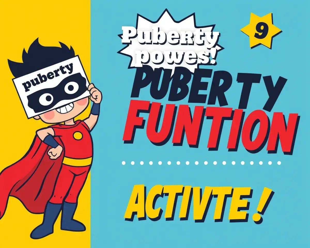 Bold Puberty Invitation with Superhero and Activation Sign