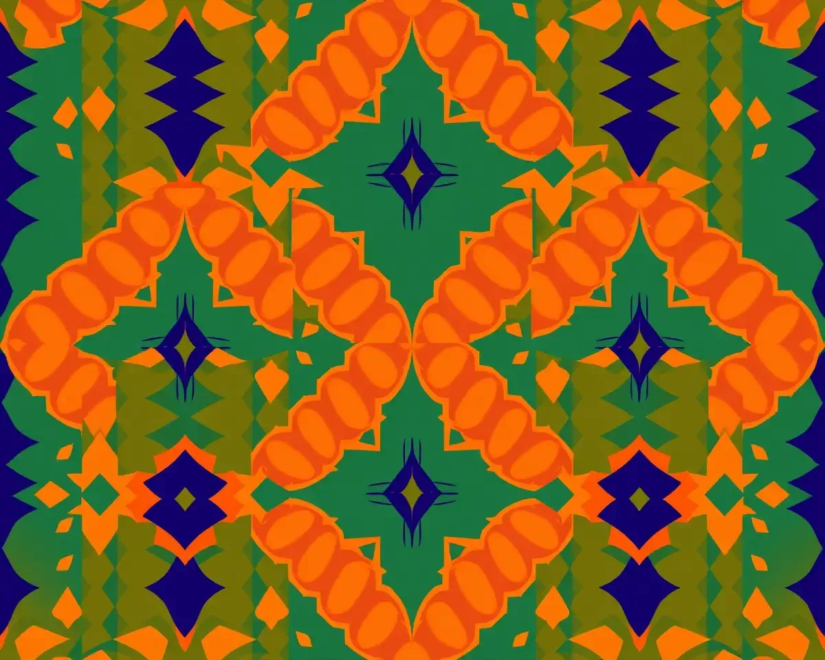 Bold Vibrant Geometric Sambalpuri Border Design PNG