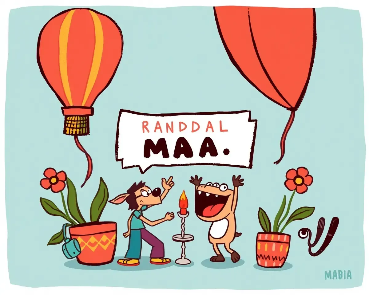 Bold and Colorful Cartoon-Style Design for Randal Maa's Invitation Card
