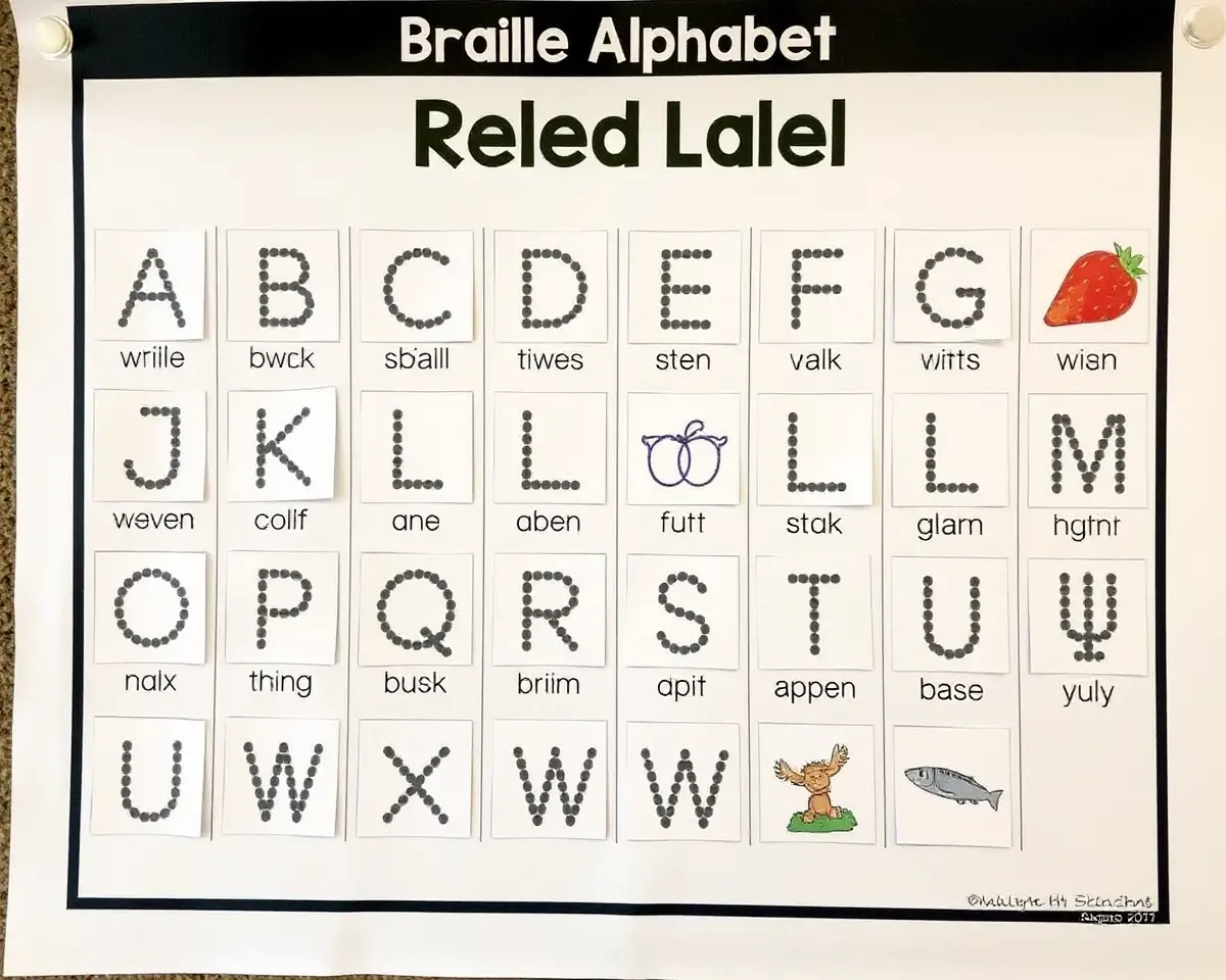 Braille Alphabet Poster with Images and Icons