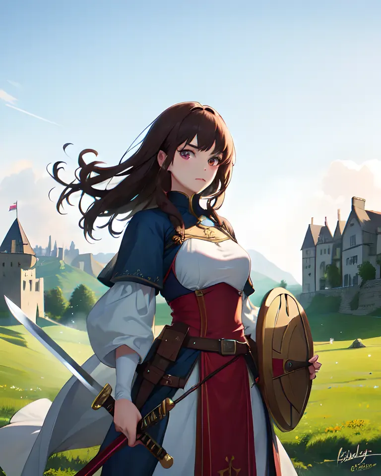 Brave Gril Defends Kingdom with Sword and Shield