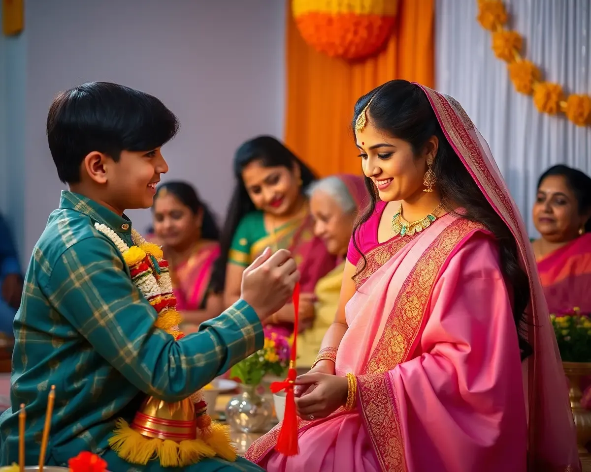 Brother and Sister Celebrate Raksha Bandhan with Family