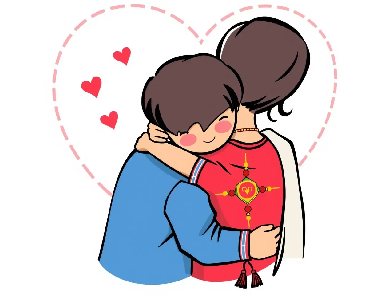 Brother and Sister Hug Each Other on Raksha Bandhan