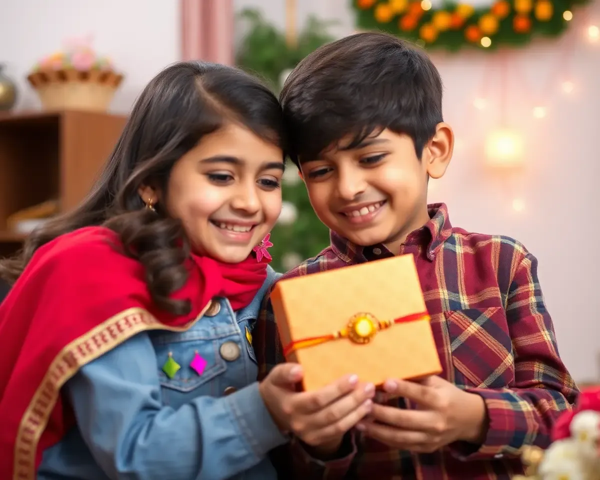 Brother and Sister Share Rakhi Box on Raksha Bandhan