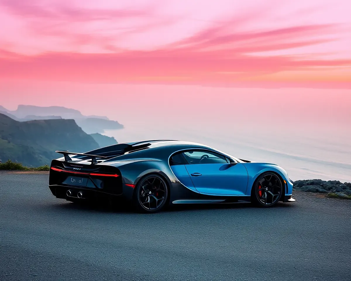 Bugatti Divo on Cliffside with Ocean View