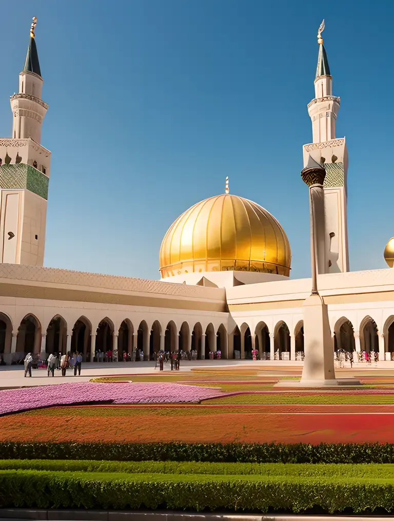 Bustling Pilgrims and Tourists Surround Masjid Nabawi