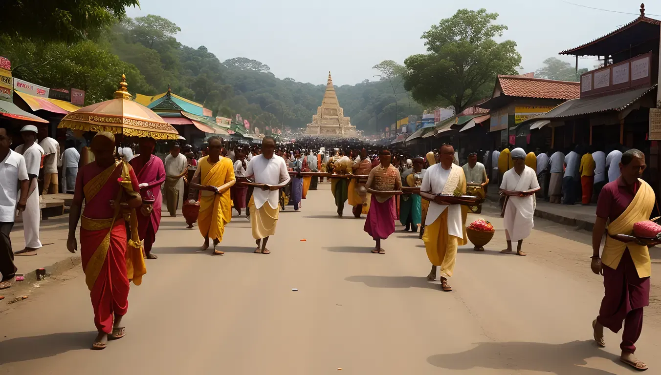 Bustling Street Scene in Shravanabelagola with Devotees