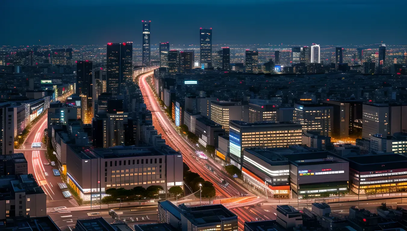 Bustling Tokyo Metropolis at Night in Photo