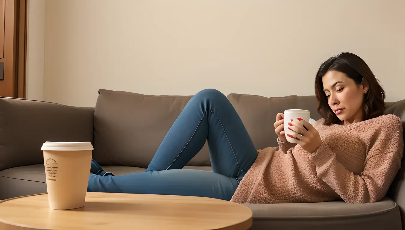 Busy Housewife Struggles with Laundry and Coffee