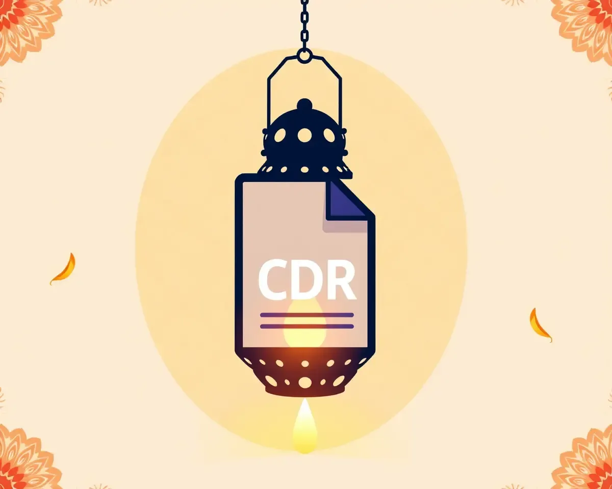 CDR File Lantern with Diwali Patterns and Glow