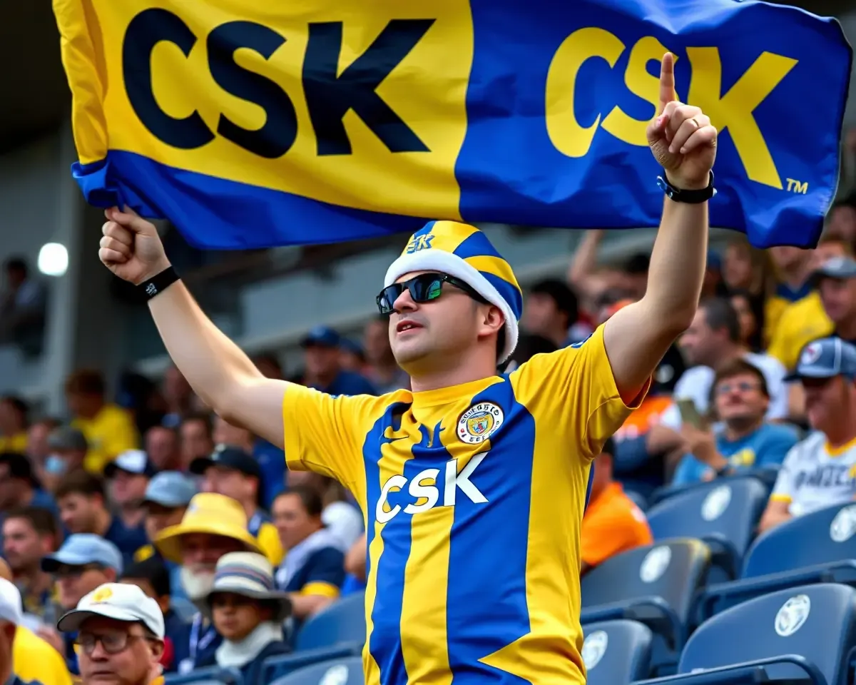 CSK Fan Dressed in Jersey with CSK Flag