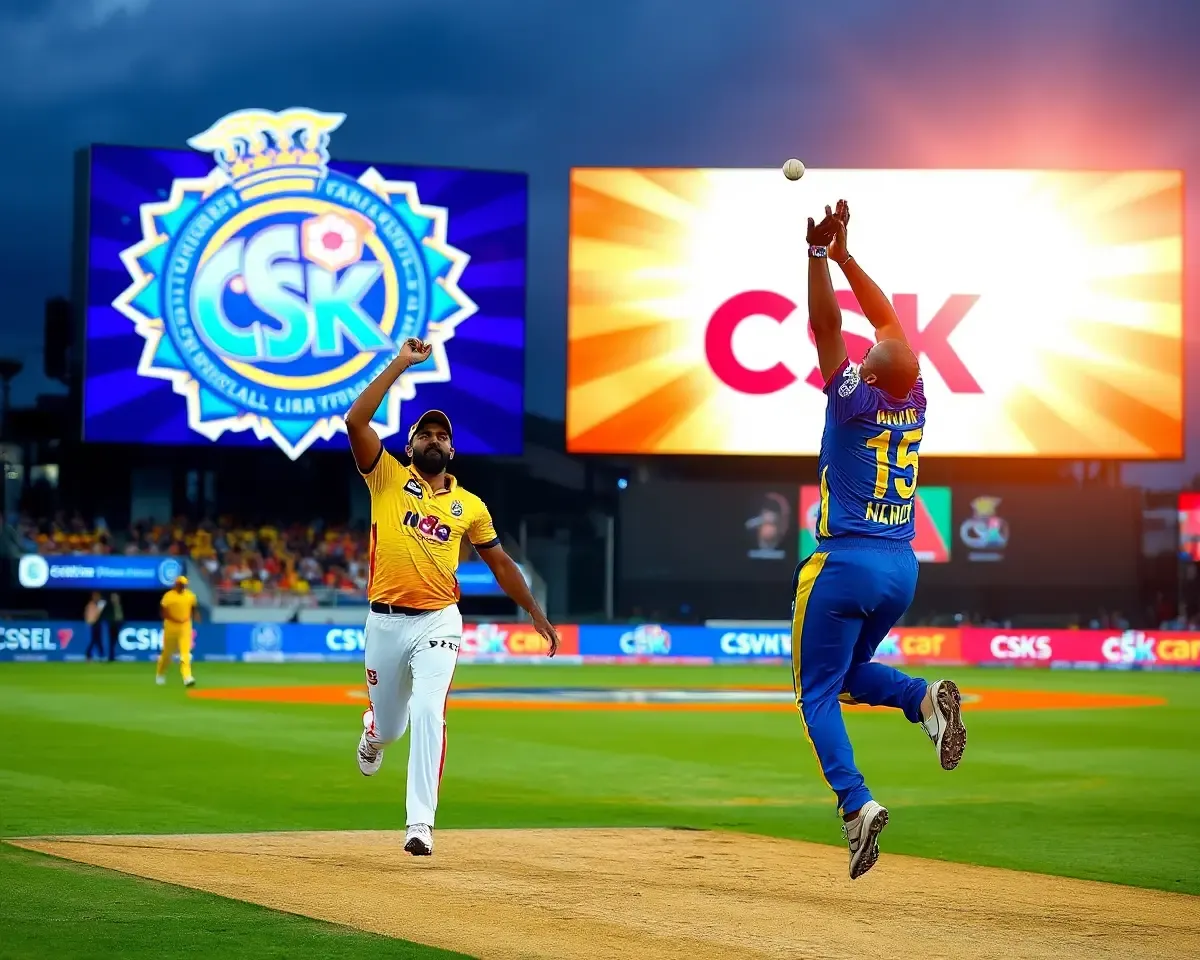 CSK Player Takes Wicket with Team Logo Displayed