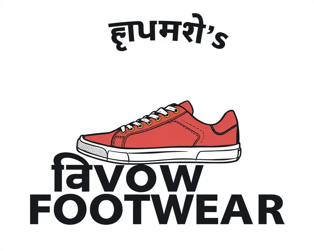 Casual Marathi Footwear Banner with Sneakers and Sans-Serif Font